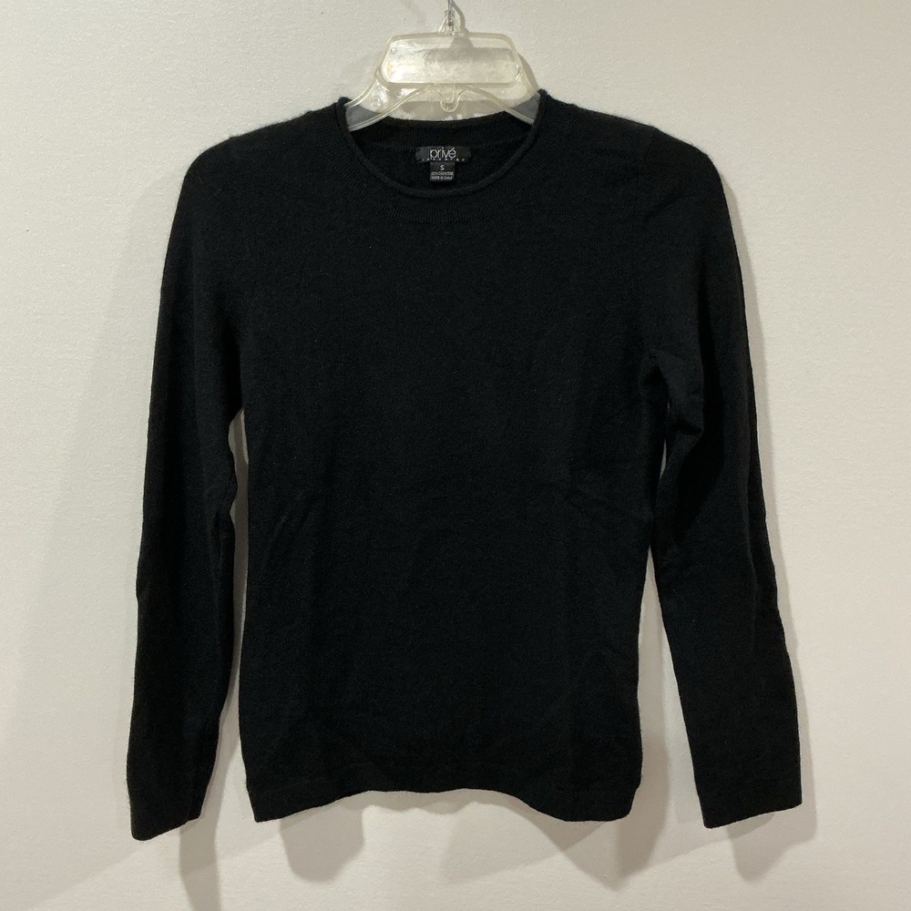 Prive Womens Black Cashmere Pullover Sweater Size Small Long Sleeve‎ Old Money